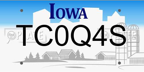 TC0Q4S Iowa License Plate