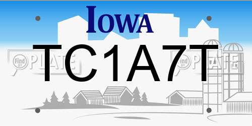 TC1A7T Iowa License Plate