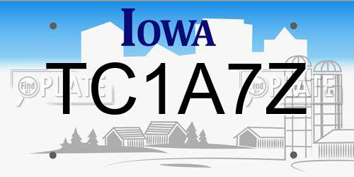 TC1A7Z Iowa License Plate