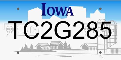 TC2G285 Iowa License Plate