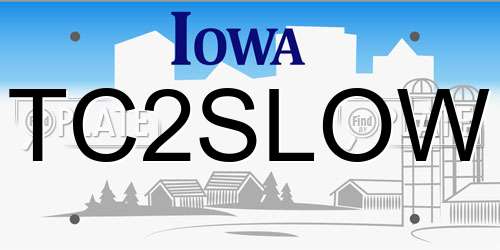 TC2SLOW Iowa License Plate