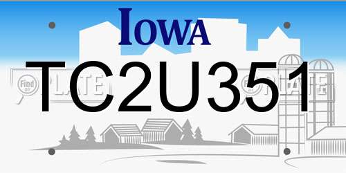 TC2U351 Iowa License Plate
