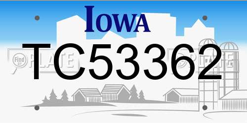 TC53362 Iowa License Plate