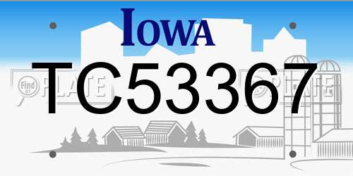 TC53367 Iowa License Plate