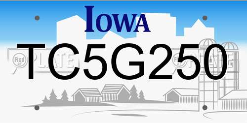 TC5G250 Iowa License Plate