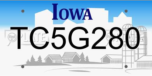 TC5G280 Iowa License Plate