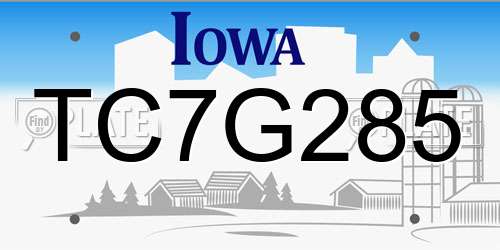 TC7G285 Iowa License Plate