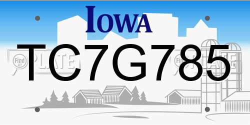 TC7G785 Iowa License Plate