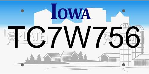 TC7W756 Iowa License Plate