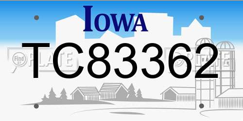 TC83362 Iowa License Plate