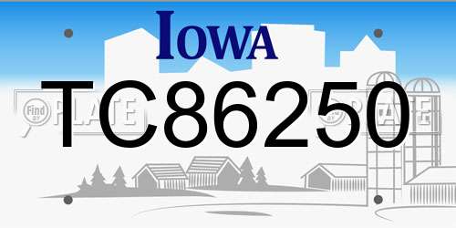 TC86250 Iowa License Plate