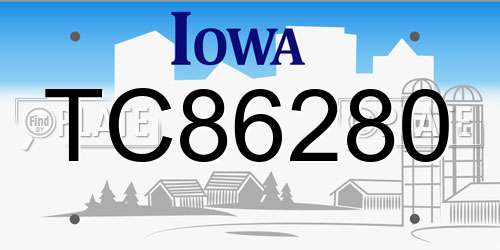 TC86280 Iowa License Plate