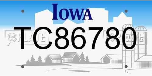 TC86780 Iowa License Plate