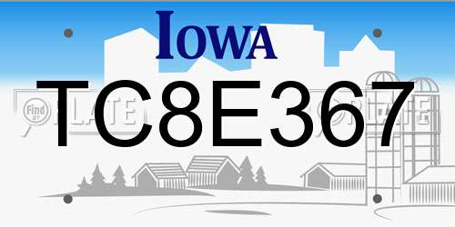 TC8E367 Iowa License Plate