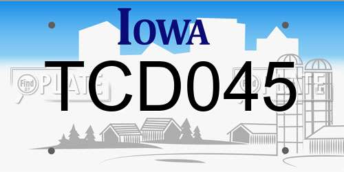 TCD045 Iowa License Plate