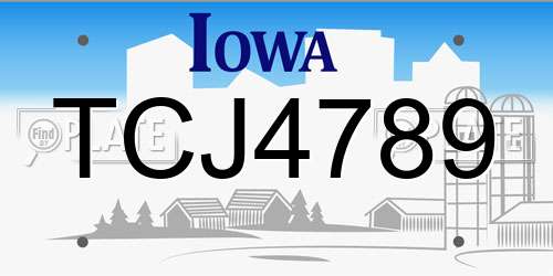 TCJ4789 Iowa License Plate
