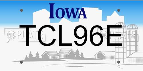 TCL96E Iowa License Plate