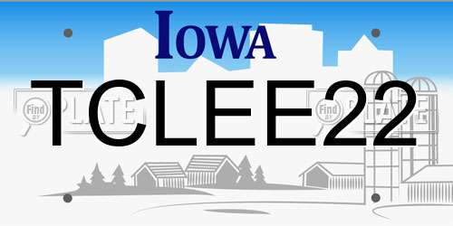 TCLEE22 Iowa License Plate