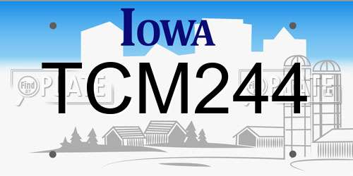 TCM244 Iowa License Plate