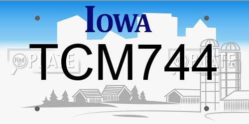 TCM744 Iowa License Plate