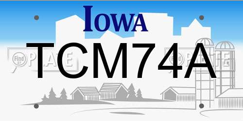 TCM74A Iowa License Plate