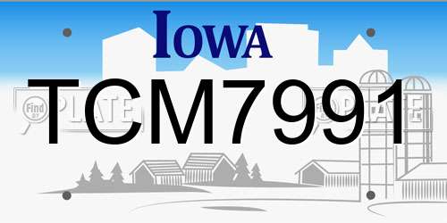 TCM7991 Iowa License Plate