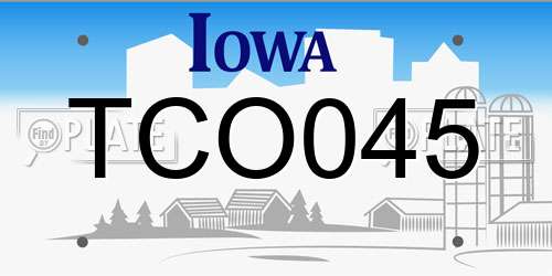 TCO045 Iowa License Plate