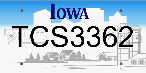 TCS3362 Iowa License Plate