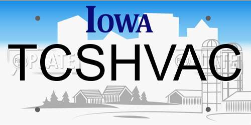 TCSHVAC Iowa License Plate