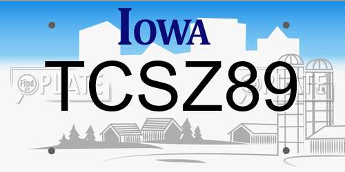 TCSZ89 Iowa License Plate