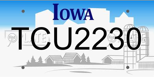 TCU2230 Iowa License Plate