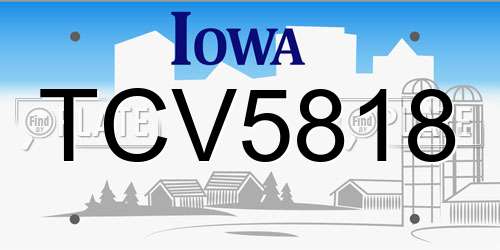 TCV5818 Iowa License Plate