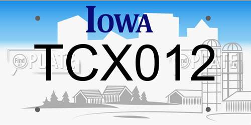 TCX012 Iowa License Plate