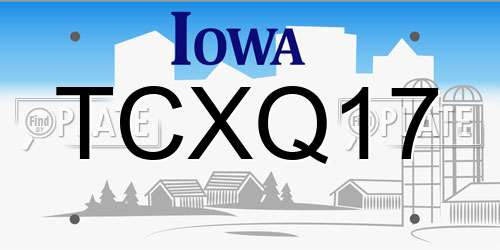 TCXQ17 Iowa License Plate