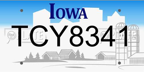 TCY8341 Iowa License Plate