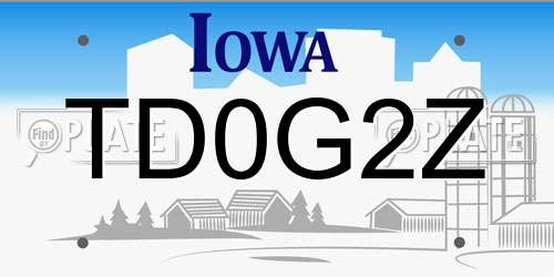 TD0G2Z Iowa License Plate
