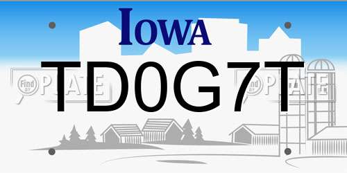TD0G7T Iowa License Plate
