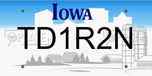 TD1R2N Iowa License Plate