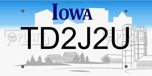 TD2J2U Iowa License Plate