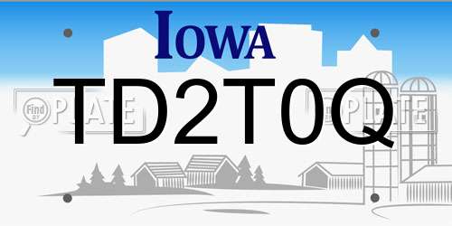 TD2T0Q Iowa License Plate
