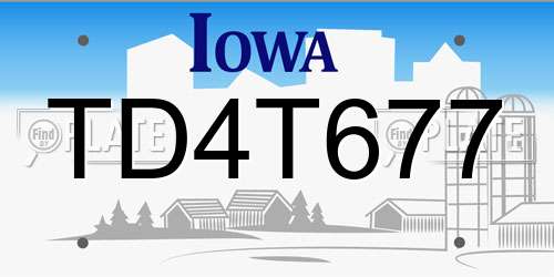 TD4T677 Iowa License Plate