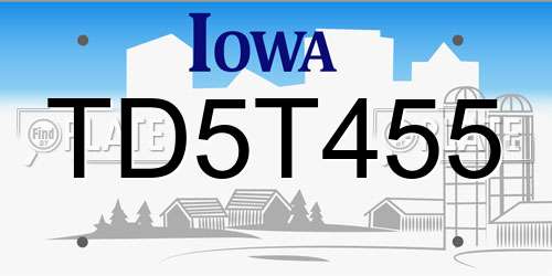 TD5T455 Iowa License Plate