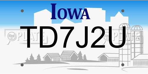 TD7J2U Iowa License Plate