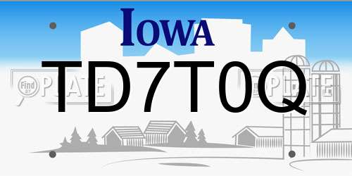 TD7T0Q Iowa License Plate