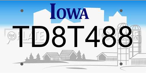 TD8T488 Iowa License Plate