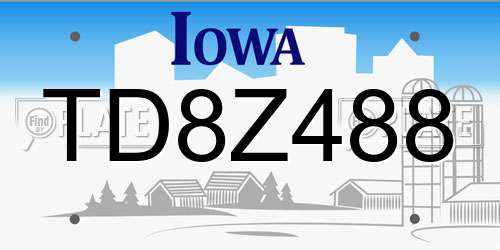 TD8Z488 Iowa License Plate