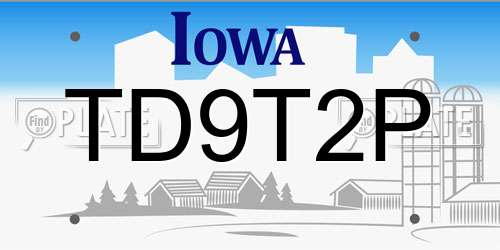 TD9T2P Iowa License Plate