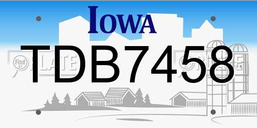 TDB7458 Iowa License Plate