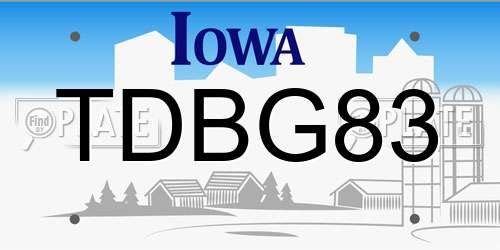 TDBG83 Iowa License Plate