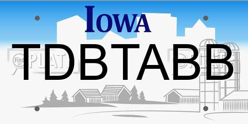 TDBTABB Iowa License Plate